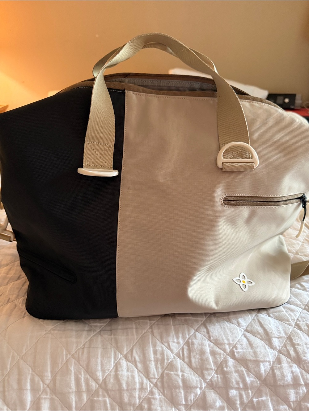Sherpani Two-Tone Black and Beige Tote